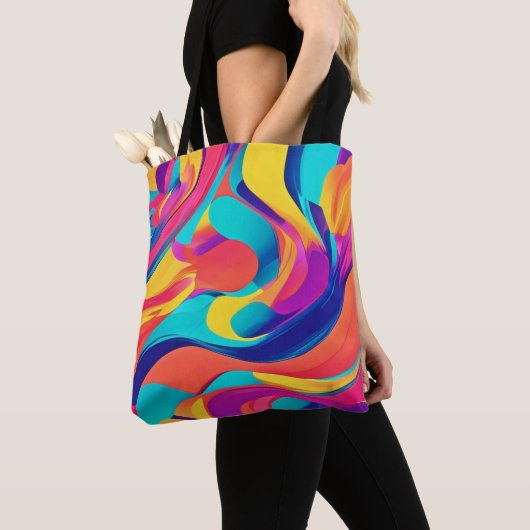 Tote Bag Art abstrait tourbillonnant vibrant (De près)