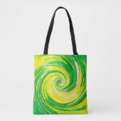 Tote Bag Art abstrait vert jaune en spirale (Devant)