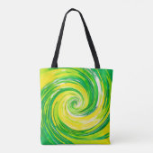 Tote Bag Art abstrait vert jaune en spirale (Dos)