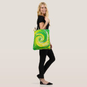 Tote Bag Art abstrait vert jaune en spirale (Sur le modèle)