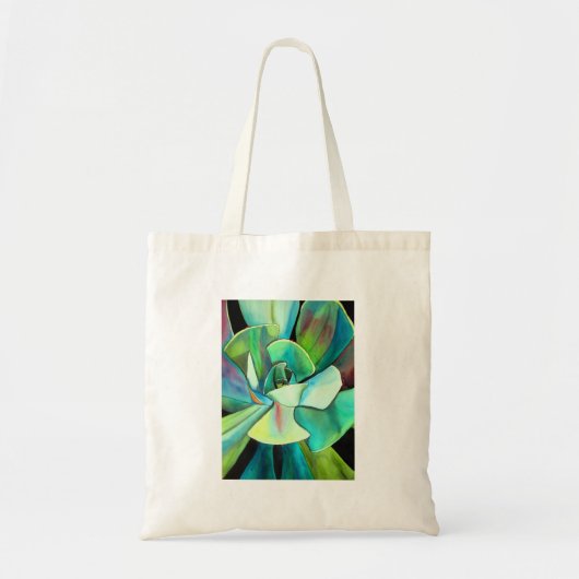 Tote Bag Art aquarelle d'une plante grasse bleue et verte d (Devant)
