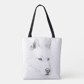 Tote Bag Art blanc Fourre-tout de dessin de chien de (Dos)