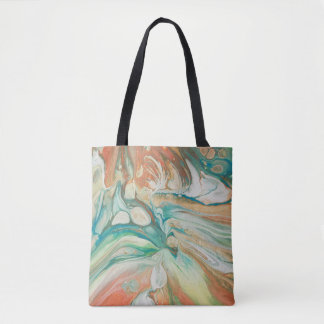 Tote Bag Art blanc vert orange de fluide d'abrégé sur crème