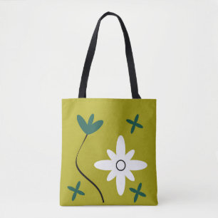 Tote Bag Art botanique abstrait de fleur de marguerite mini