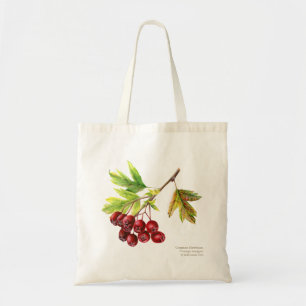 Tote Bag Art botanique de l'aubépine commune peint aquarell