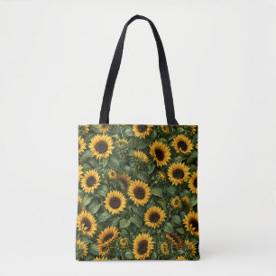 Tote Bag Art botanique réaliste de tournesol