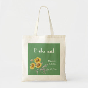 Tote Bag Art botanique vintage tournesols jaunes demoiselle