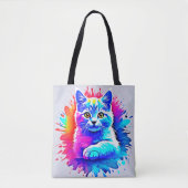 Tote Bag Art Chat coloré (Devant)