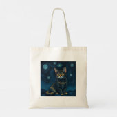 Tote Bag Art Chat Fourre-tout Mona Lisa Starry Nuit étoilée (Dos)