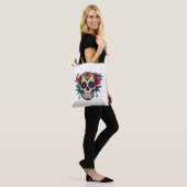 Tote Bag Art crâne sucre (Sur le modèle)