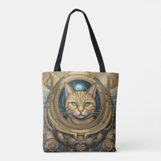 Tote Bag Art cyberpunk astronaute de chat (Dos)