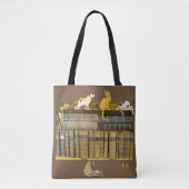 Tote Bag Art de bibliothèque d'amoureux des livres de chat (Devant)