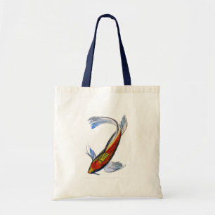 Tote Bag art de carpe japonais à l'aquarelle Koi orange