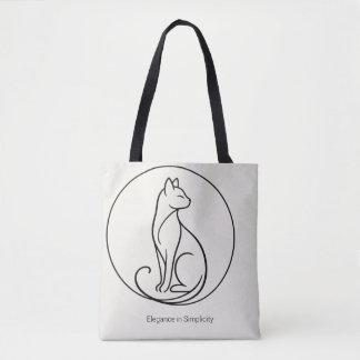 Tote Bag Art de chat en ligne minimaliste - Collection chic