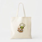 Tote Bag Art de dessin animé de chat et de chef pizza extra (Devant)