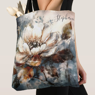 Tote Bag Art de fleur de pivoine aquarelle personnalisé