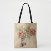 Tote Bag Art de fleurs en cuir et daim (Devant)
