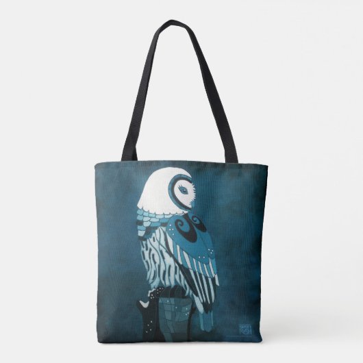 Tote Bag Art de hibou de clair de lune (Dos)