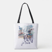 Tote Bag Art de la France de calligraphie d'aquarelle de (Dos)