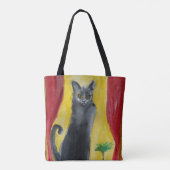 Tote Bag Art de l'aquarelle de chat noir (Dos)