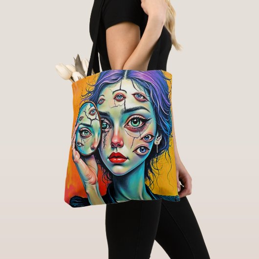 Tote Bag Art de l'auto-réflexion brisé (De près)