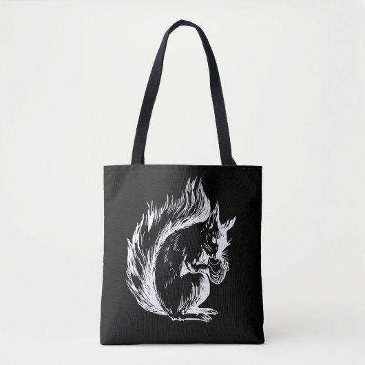 Tote Bag Art de l'écureuil noir et blanc (Devant)