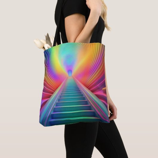 Tote Bag Art de l'escalier arc-en-ciel (De près)