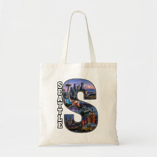 Tote Bag Art de lettre initiale de Seattle Landmark (Devant)
