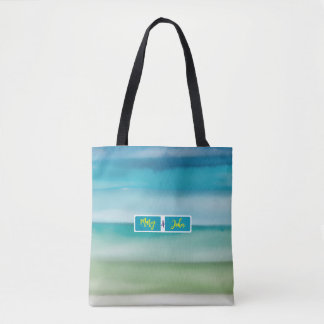 Tote Bag Art de l'horizon océanique à l'aquarelle abstraite