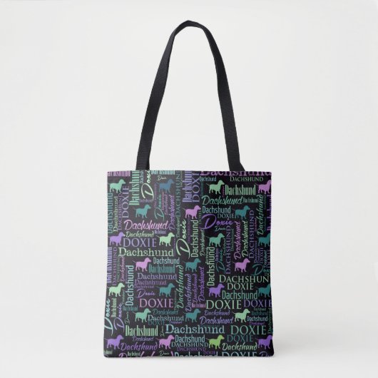 Tote Bag Art de mot de teckel (Devant)
