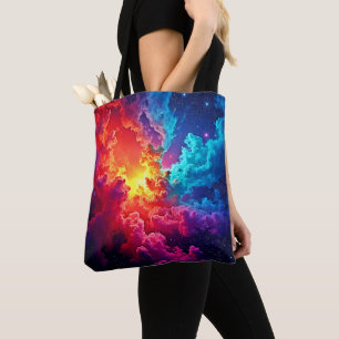 Tote Bag Art de nébuleuse vibrante : Art de couleur cosmiqu