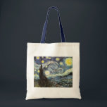 Tote Bag Art de nuit Van Gogh Starry<br><div class="desc">Starry Night,  le tableau le plus célèbre du maître postimpressionniste néerlandais Vincent van Gogh. Un cyprès solitaire,  un village endormi et un ciel qui tourbillonne d'étoiles. Paysage rétro vintage nature coloré mignon art post-impressionnisme fin art.</div>