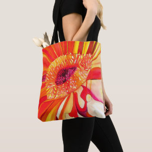 Tote Bag Art de peinture à l'aquarelle de fleurs de Gerbera