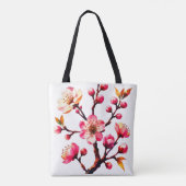 Tote Bag Art de polygone de fleur de cerisier (Dos)
