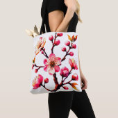 Tote Bag Art de polygone de fleur de cerisier (De près)