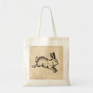 Tote Bag Art de script d'illustrations Vintages du lapin de