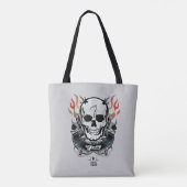 Tote Bag Art de tatouage de crâne et de flammes du peloton (Dos)