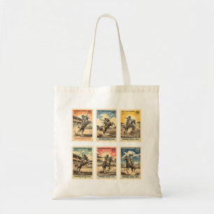 Tote Bag Art de timbre-poste de cow-boy de rodéo western vi