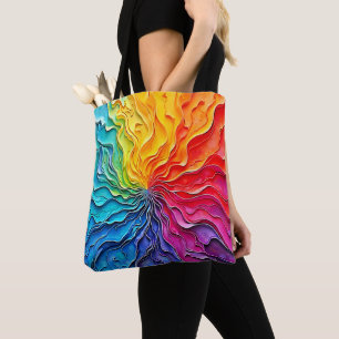 Tote Bag Art de tourbillon arc-en-ciel texturé