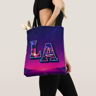 Tote Bag Art de typographie néon de style Californie des an