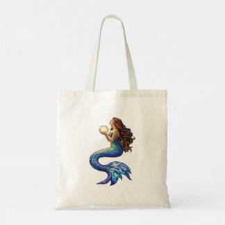 Tote Bag Art de verre teinté de sirène au clair de lune
