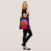 Tote Bag Art de visage heureux avec néon (Sur le modèle)