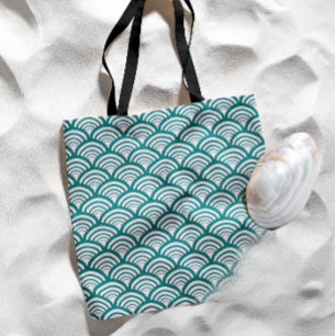Tote Bag Art Déco Arc Coquille Sarcelle