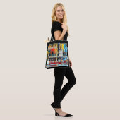 Tote Bag Art Déco Boston Swan Boats sur arrière - plan noir (Sur le modèle)