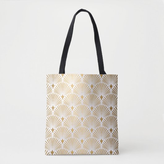 Tote Bag Art Déco : Elégance Gold-White. (Devant)
