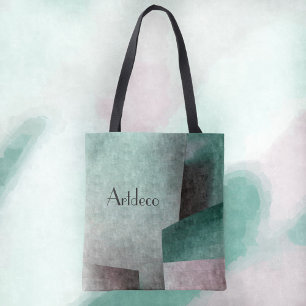 Tote Bag Art Déco Emerald Green Rose Abstrait personnalisab