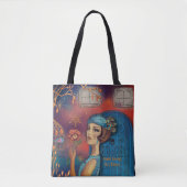 Tote Bag Art Déco Femme Orange Bleu (Devant)