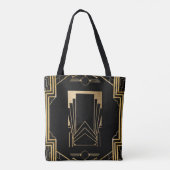 Tote Bag Art Déco Gatsby Black & Gold Design (Dos)