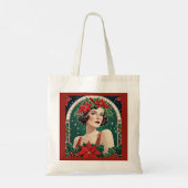 Tote Bag Art Déco Inspiré Portrait Lady Élégant Noël (Dos)