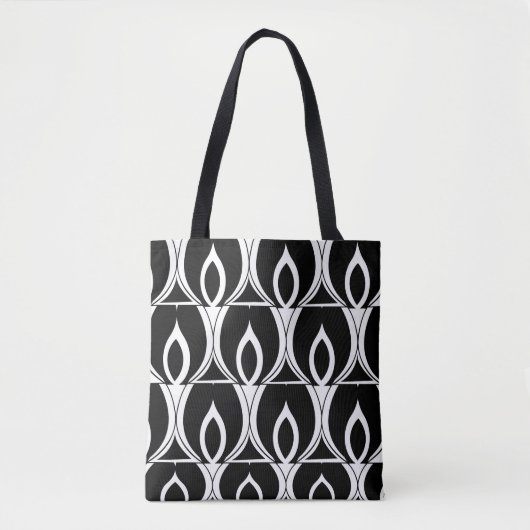 Tote Bag Art déco noir et blanc moderne géométrique (Devant)